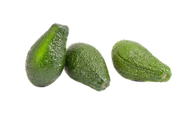 Απομονωμένες τρία φρούτα αβοκάντο — Φωτογραφία Αρχείου
