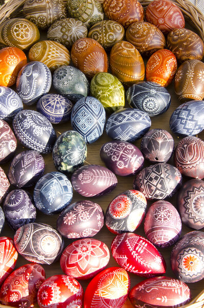 Colorful painted easter eggs