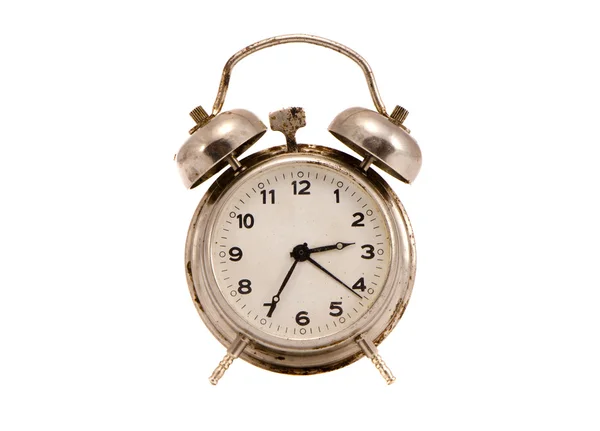 Horloge métallique vintage isolée et grunge Photo De Stock