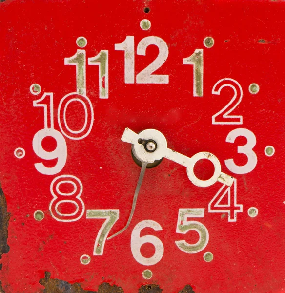 Reloj rojo y viejo cara — Foto de Stock