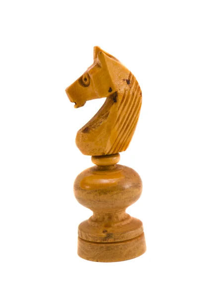 Elszigetelt fából készült régi sakk lovag — Stock Fotó