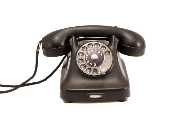 Isolato vecchio telefono nero — Foto Stock