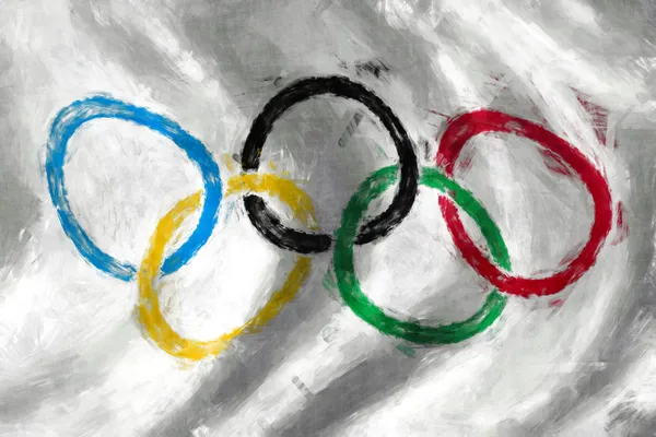 Olympic rings flag oil painting background — Stock Photo, Image