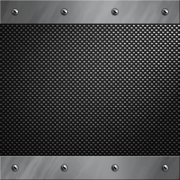 Telaio in alluminio spazzolato imbullonato su uno sfondo in fibra di carbonio — Foto Stock