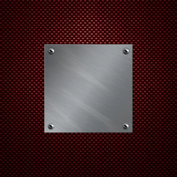 Brushed aluminum plate bolted to a carbon fiber background — Stock Photo, Image
