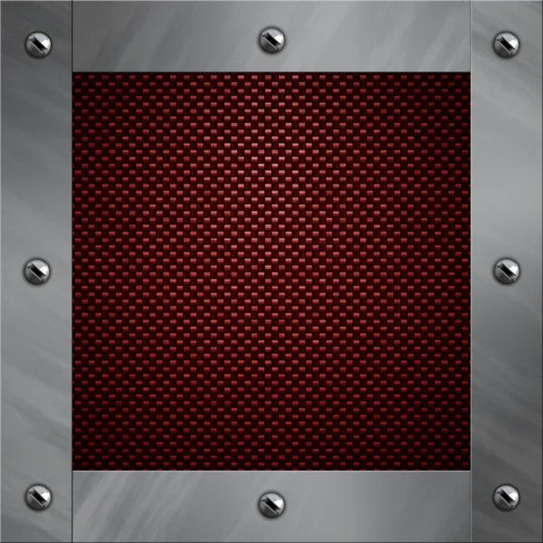 Brushed aluminum frame bolted to a carbon fiber background — Stock Photo, Image