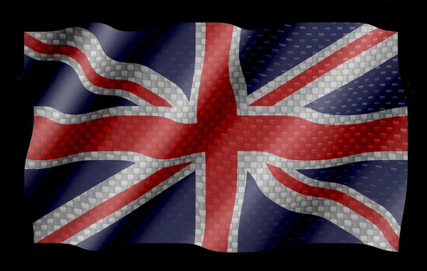 Bandera británica en el fondo de fibra de carbono —  Fotos de Stock