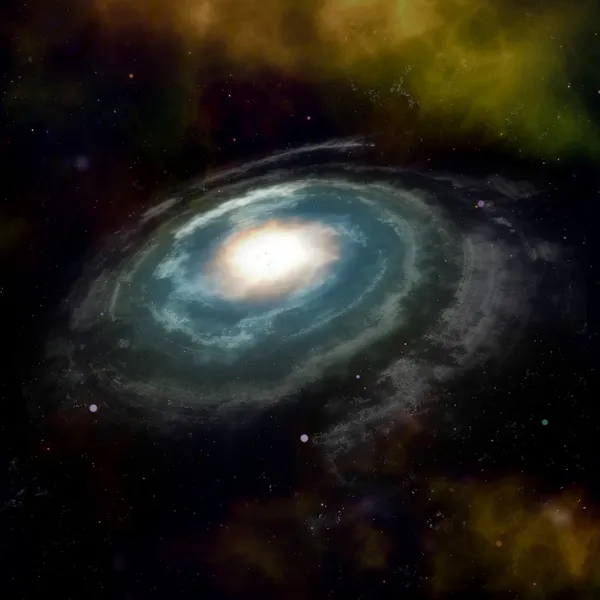 黒の空間に対して青い渦巻銀河 — ストック写真