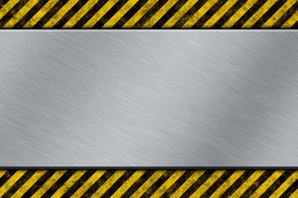 Metalowy szablon z ostrzeżenie pasek — Zdjęcie stockowe