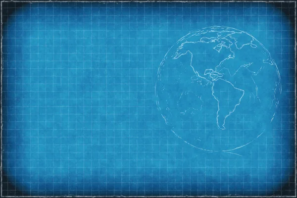 Blauwe schoolbord achtergrond met aarde — Stockfoto