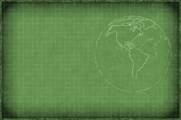 Groene schoolbord achtergrond met aarde — Stockfoto