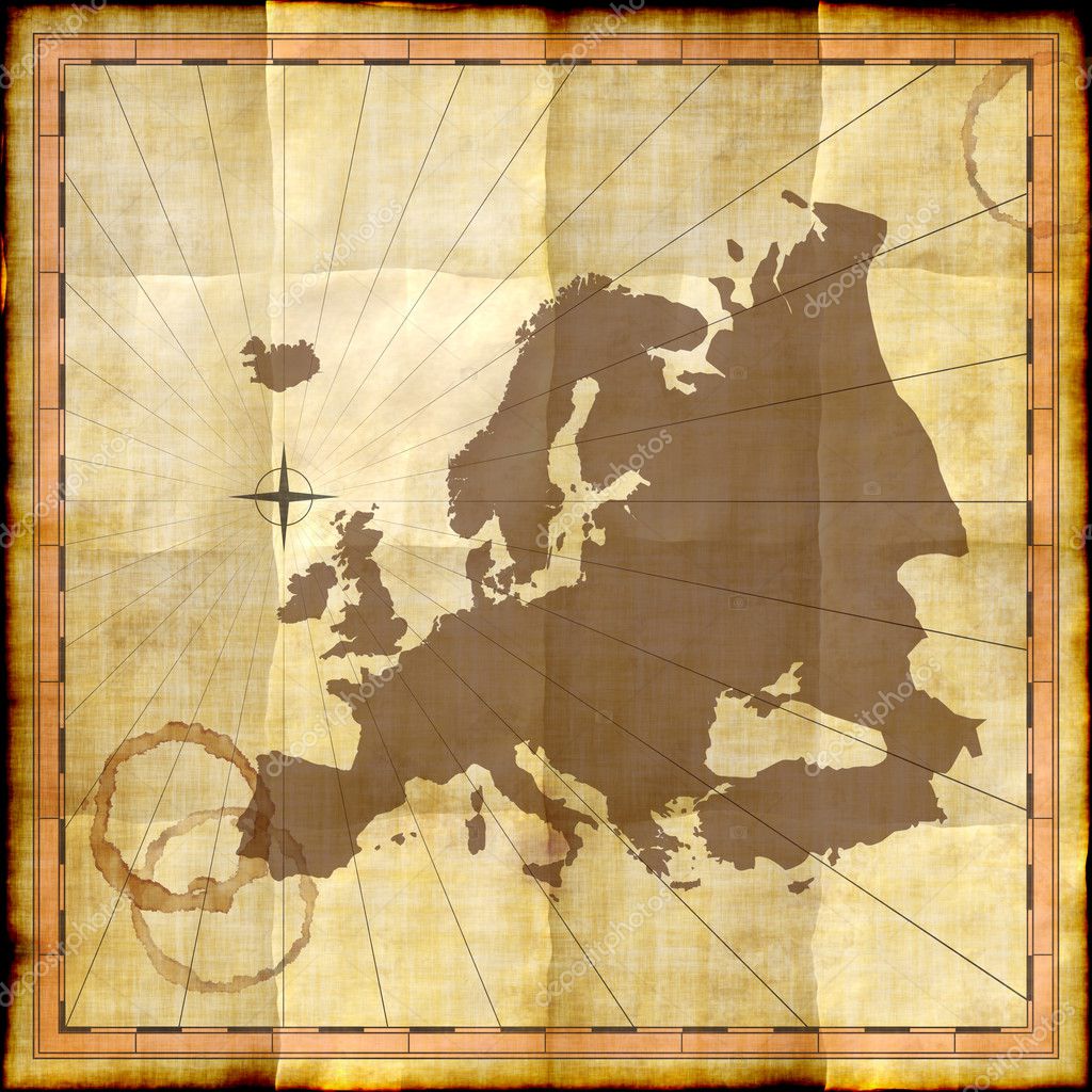 Europe map on old paper with coffee stains — Stock Photo © Attila445 ...