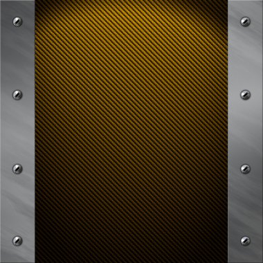 Brushed aluminum frame bolted to a golden carbon fiber background clipart