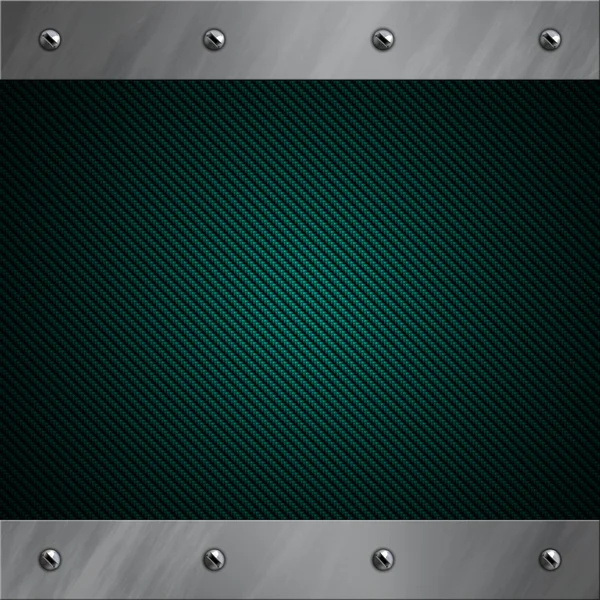 Brushed aluminum frame bolted to a blue carbon fiber background — Stock Photo, Image