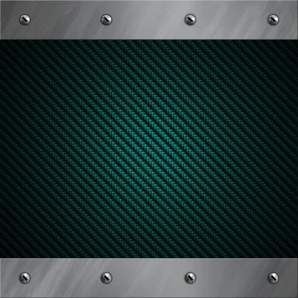 Marco de aluminio cepillado atornillado a un fondo de fibra de carbono azul —  Fotos de Stock