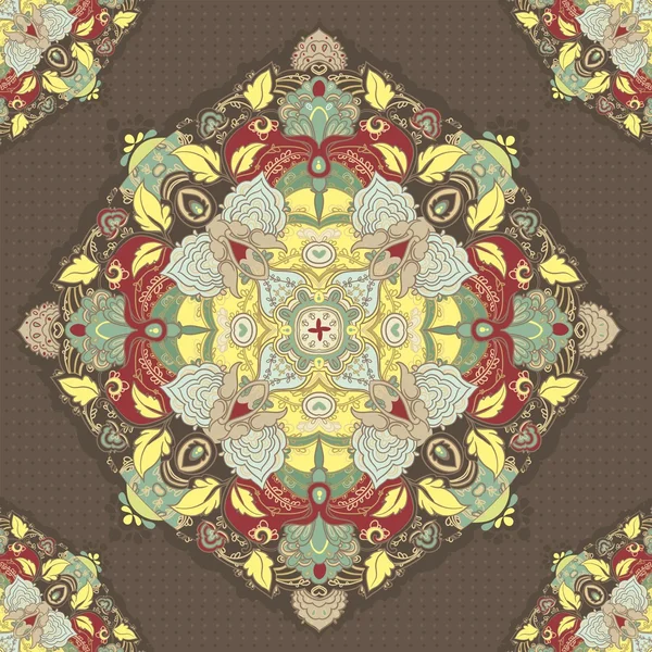 Dentelle ronde ornementale fond floral — Image vectorielle