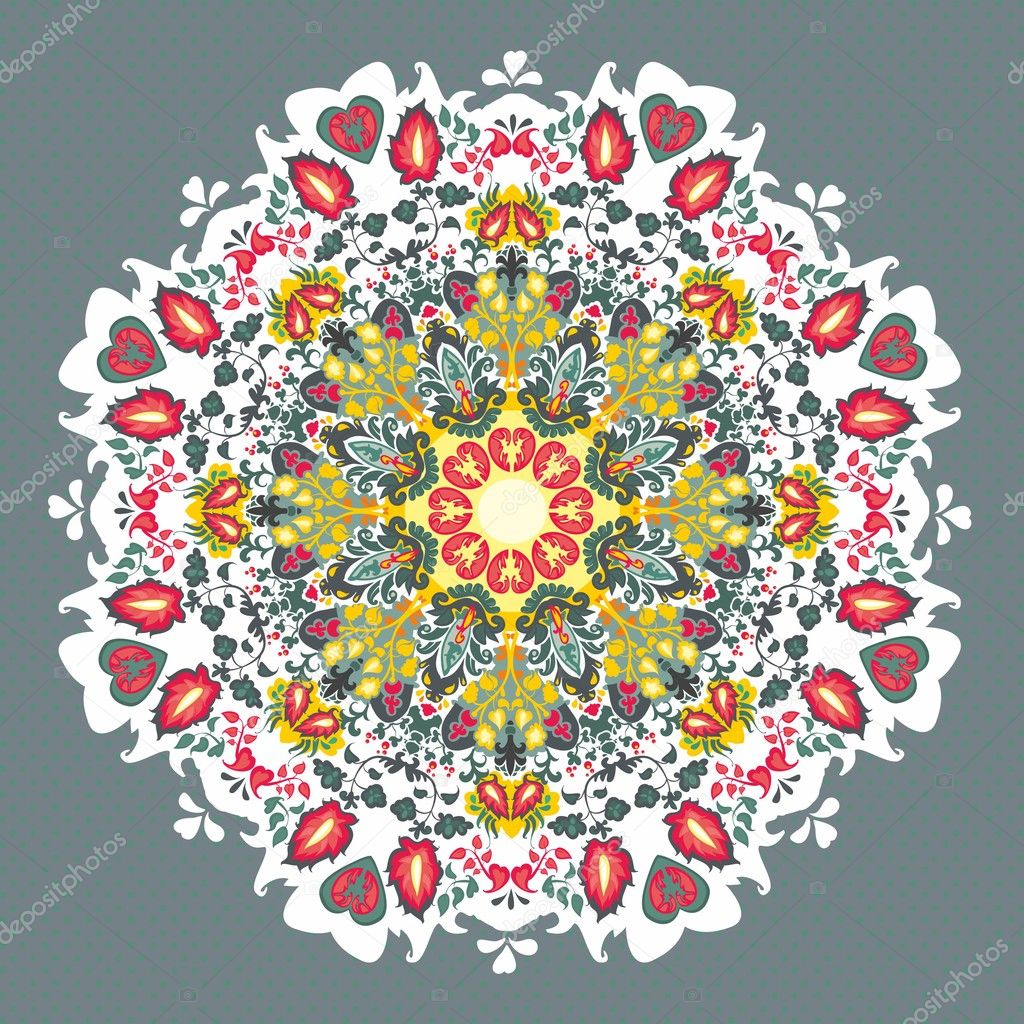 Ornamental round seamless lace pattern