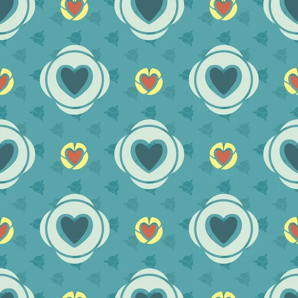 Hearts floral abstract seamless pattern — Stock Vector