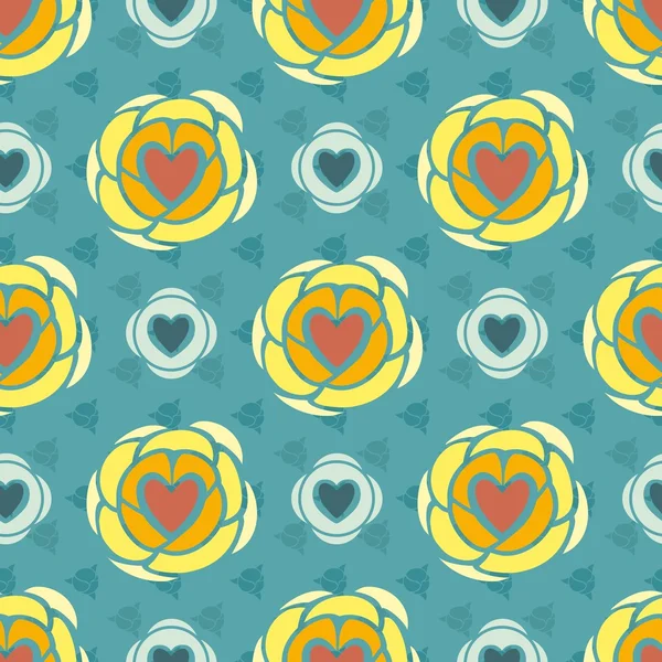 Hearts floral abstract seamless pattern — Stock Vector