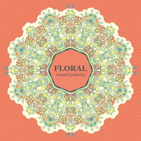 Διακοσμητικά γύρο floral δαντέλα μοτίβο. — Διανυσματικό Αρχείο