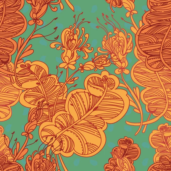 Patrón floral sin costuras contra fondo verde — Archivo Imágenes Vectoriales