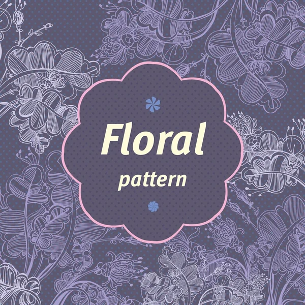 Fond violet avec des fleurs roses. place pour votre texte — Image vectorielle