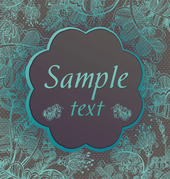 Gray background with turquoise flowers. place for your text — Stok Vektör