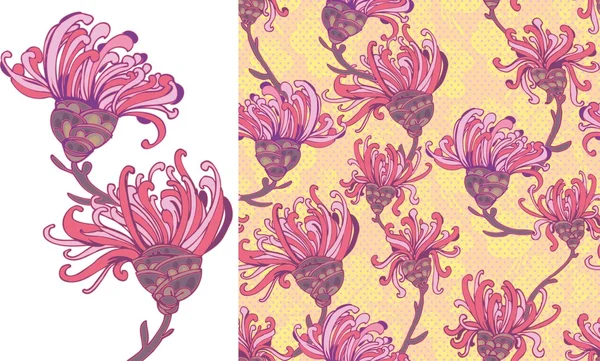 Ljusa rosa blomma seamless mönster — Stock vektor