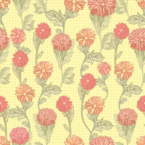 Seamless vector illustration. bright chrysanthemums — Stock Vector