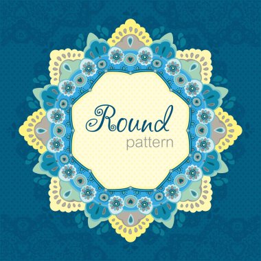 Ornamental round floral lace pattern. clipart