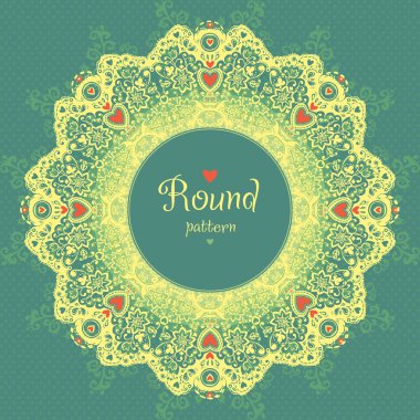 Ornamental round floral lace pattern. clipart