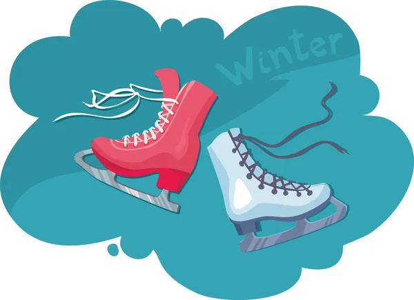 Two skates for figure skating - male and female — Stock Vector