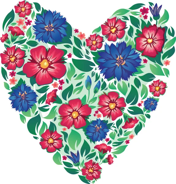 Sevgililer günü. çiçekler kalbinde. Sevgililer — Stok Vektör