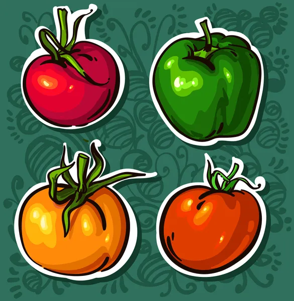 BRIGHT tomatoes. tasty vegetables — Stock Vector