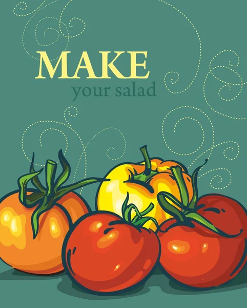 Parlak domates. lezzetli sebze — Stok Vektör
