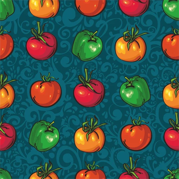 Nahtlos. helle Tomaten. Leckeres Gemüse — Stockvektor