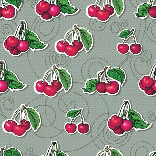 Seamless texture - bright cherry fruit vector — Stock Vector