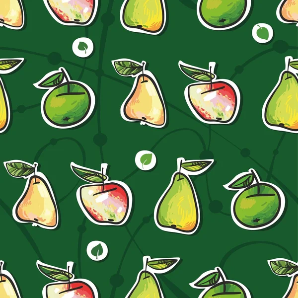 Textura sem costura de maçãs e peras —  Vetores de Stock
