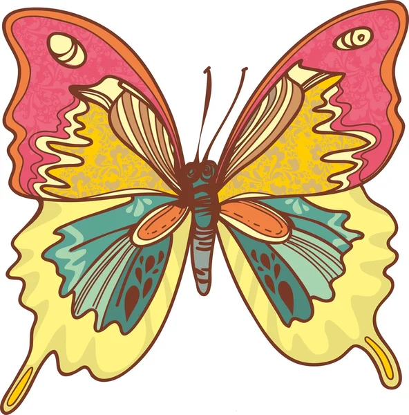 Hermosos tonos pastel mariposa — Vector de stock