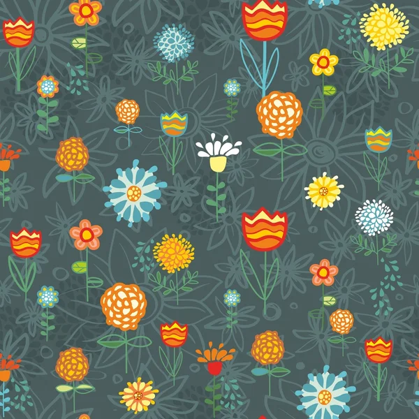Bright Repeating Floral Background — Stock Vector