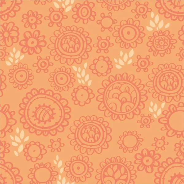 シームレスなオレンジ色の花の背景 — ストックベクタ