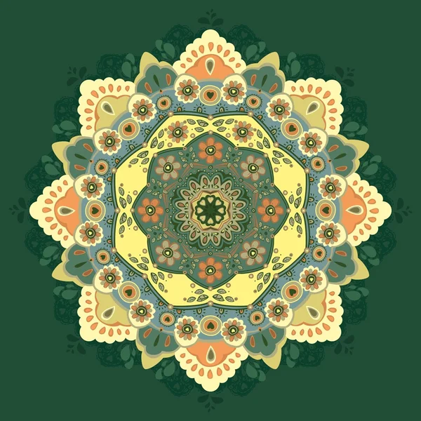 緑のベクトル イラスト。美しい花のレース パターン — ストックベクタ