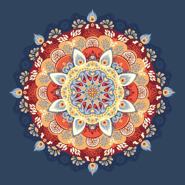 Ilustración vectorial RED y AZUL. Hermoso patrón de encaje floral — Vector de stock