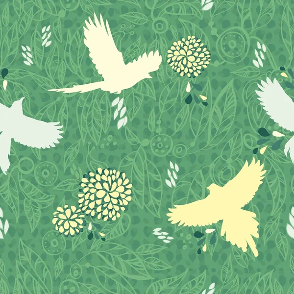 Blumen und Vogel nahtlosen Hintergrund. — Stockvektor