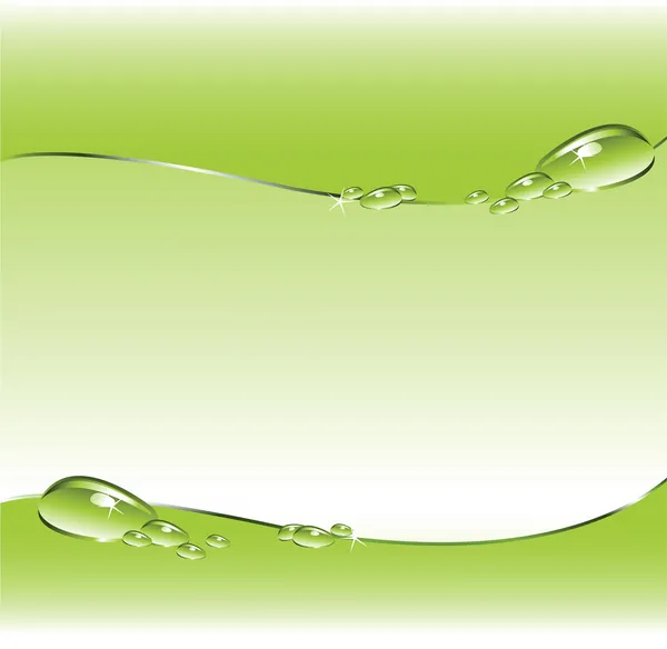 Zielone tło z kropelek wody. — Wektor stockowy