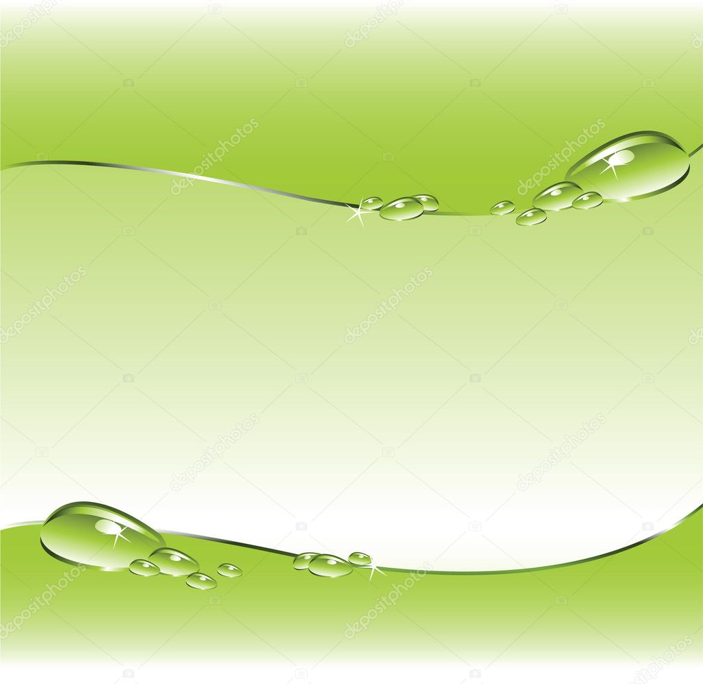 green water drops background