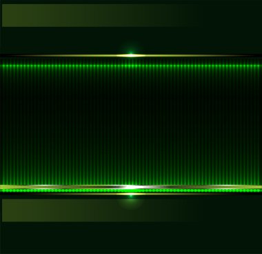 Green technology background with metallic banner. vector