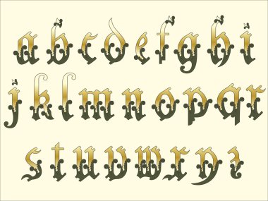 Medieval alphabet clipart