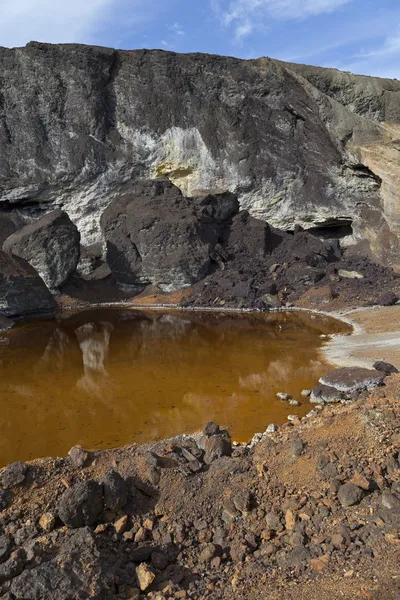 硫铁矿冶炼垃圾填埋场中的酸性水域 — 图库照片