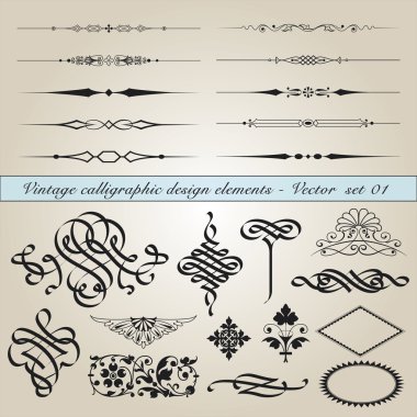 Vintage calligraphic design elements clipart